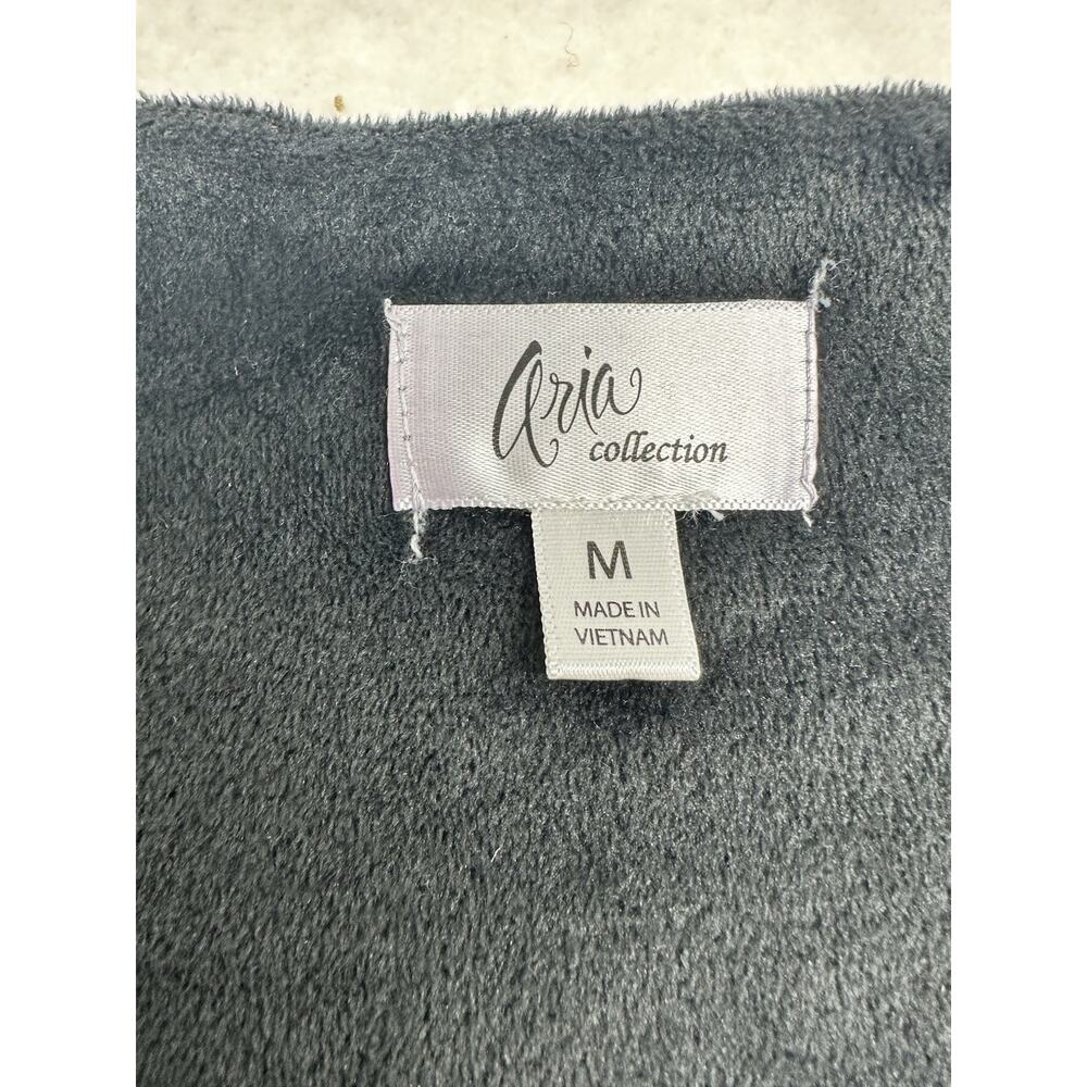 Aria Womens Medium Nightgown Black Long Sleeve Stretch Velour Sleepwear Soft - Picture 2 of 7